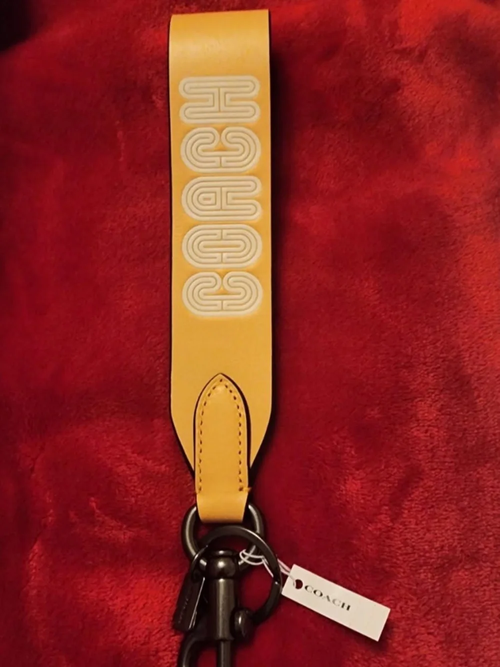 Authentic Coach Loop Key Fob (Style No. C7003) in the retro yellow colorway.